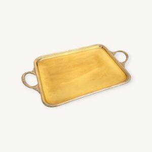 Plateau de service ancien en laiton doré 05