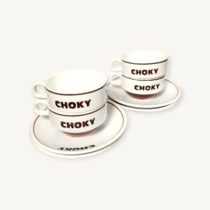Set de 4 tasses vintages Choky chocolat 05