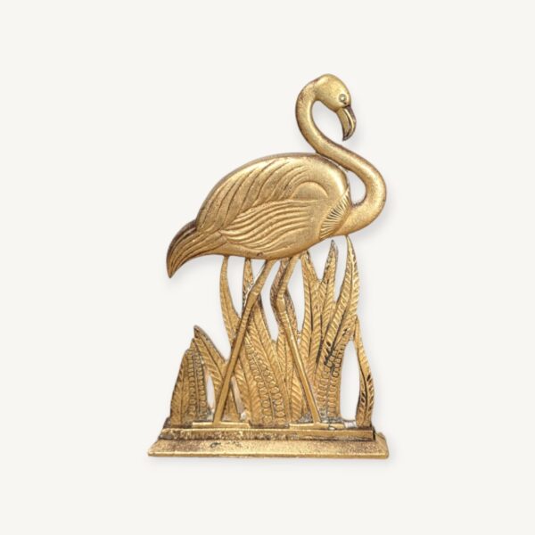 Statuette bas relief de flamand rose en laiton 06