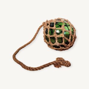 Ancien flotteur de pêche suspension verre soufflé 05