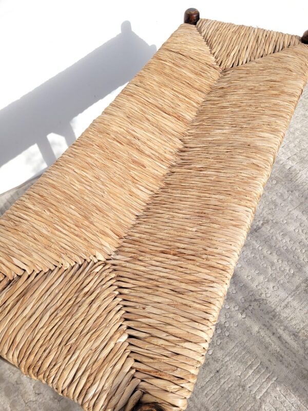 Banc ancien 2 places bois et paille 05