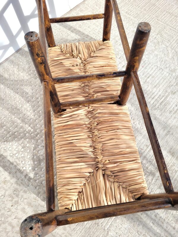 Banc ancien 2 places bois et paille 07