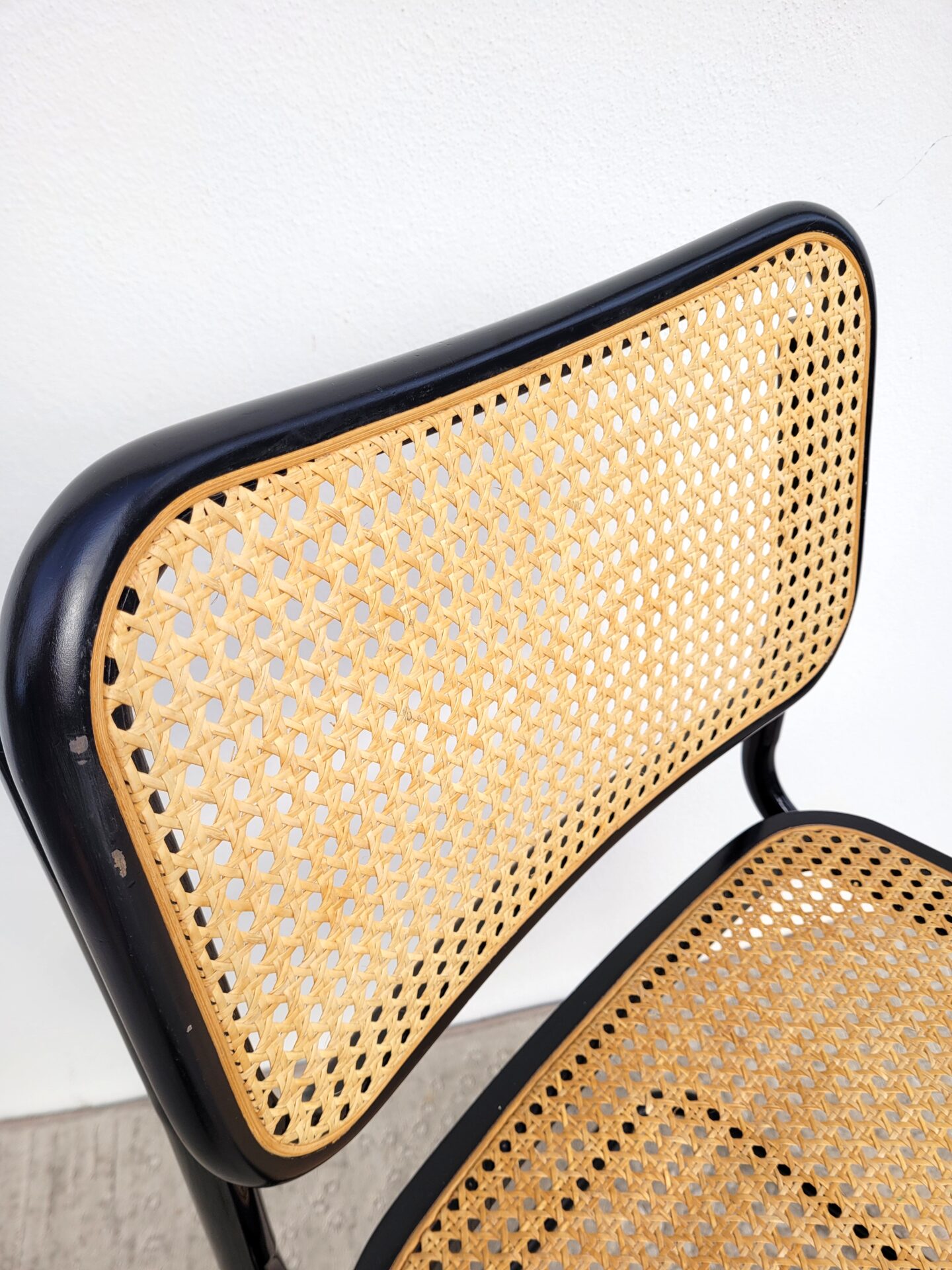 Chaise vintage cannée type Cesca noire 06
