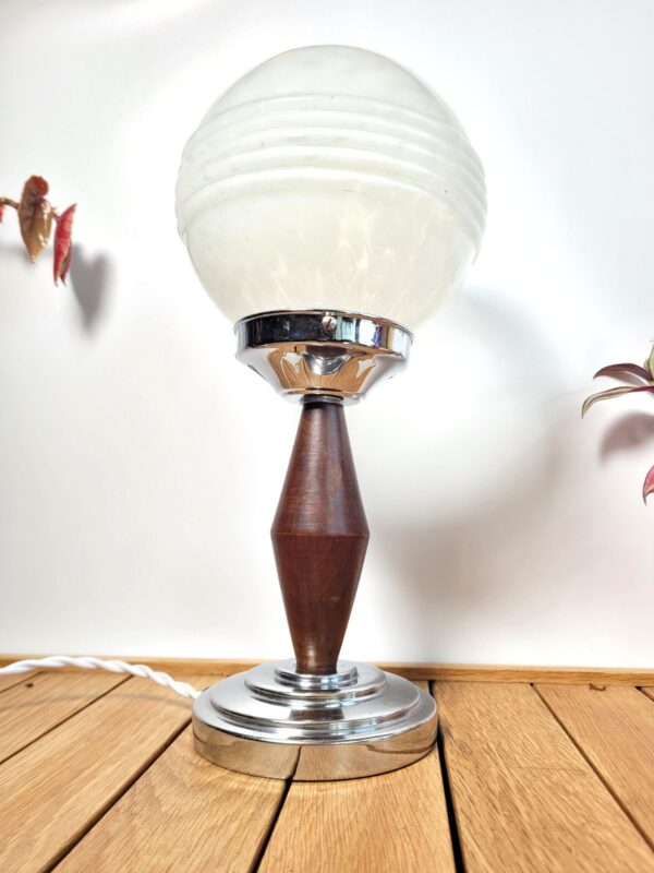 Lampe de Table Lampe Vintage Art Déco Figure Féminine Fächerschirm Antique