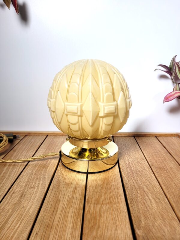 Lampe vintage globe Art Deco & laiton doré 01