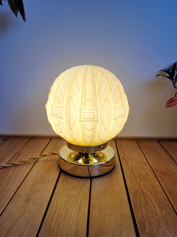 Lampe vintage globe Art Deco & laiton doré 06