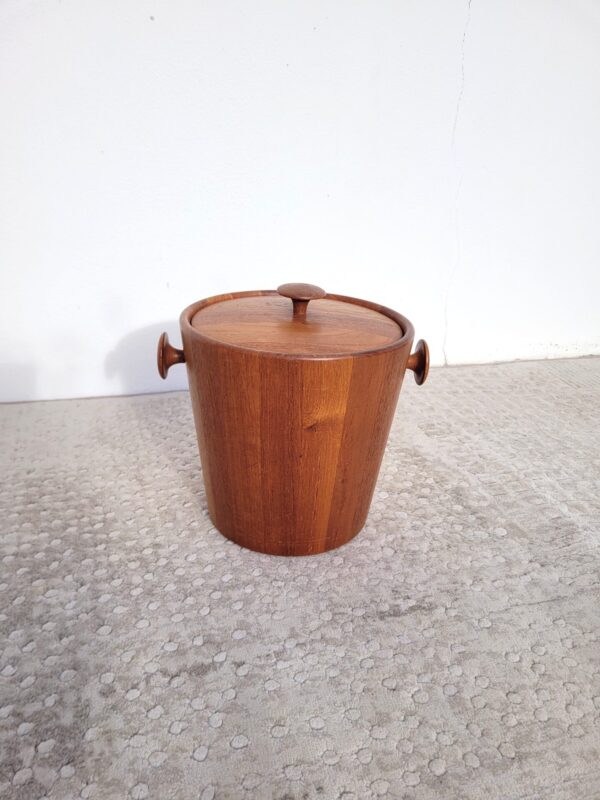 Seau à glace vintage scandinave en teck 1960 01