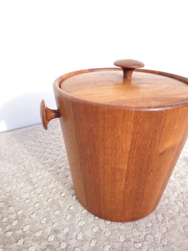 Seau à glace vintage scandinave en teck 1960 02