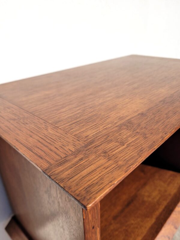 Table de chevet vintage en chêne & pieds compas 05