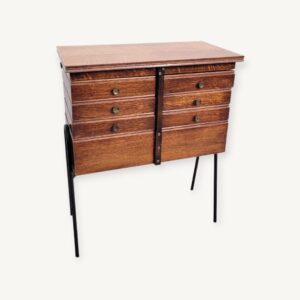 Meuble travailleuse vintage 1960 tiroirs éventail 09