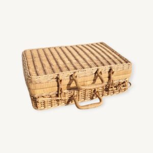 Petite valise rotin vintage 1970 mallette taille S 06