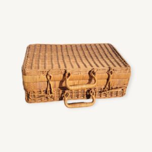 Valise en rotin vintage 1970 mallette taille M 05
