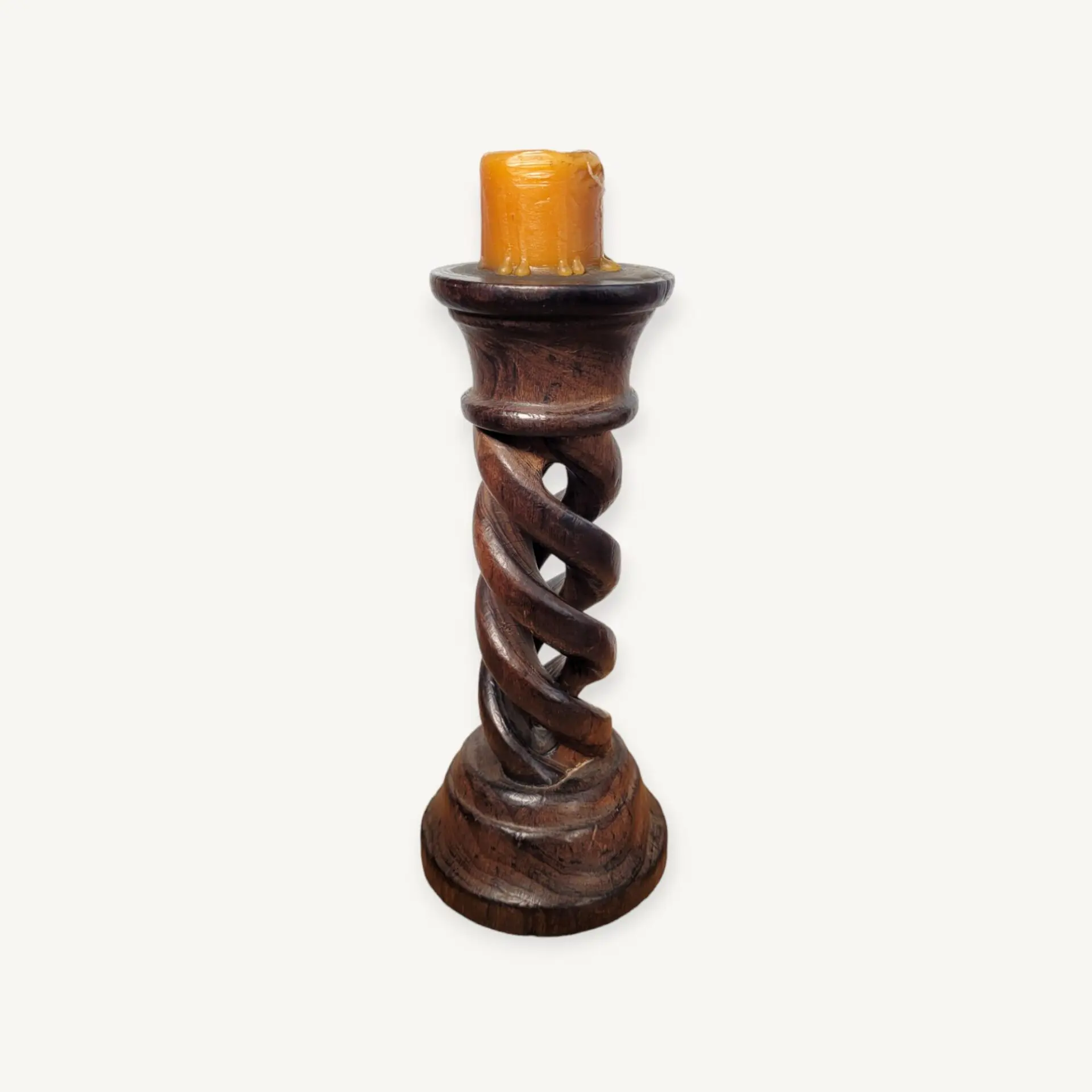 Bougeoir En Bois Sombre Tourné - Largeur 8cm - Cleanprince CPB49 - Déco Nature
