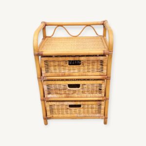 Meuble de rangement en rotin 3t chiffonnier 07