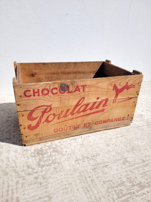 Caisse en bois ancienne chocolat Poulain 03