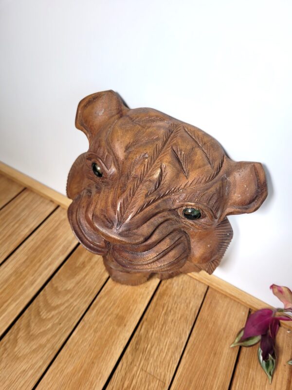 Masque de tigre sculpté en bois 02