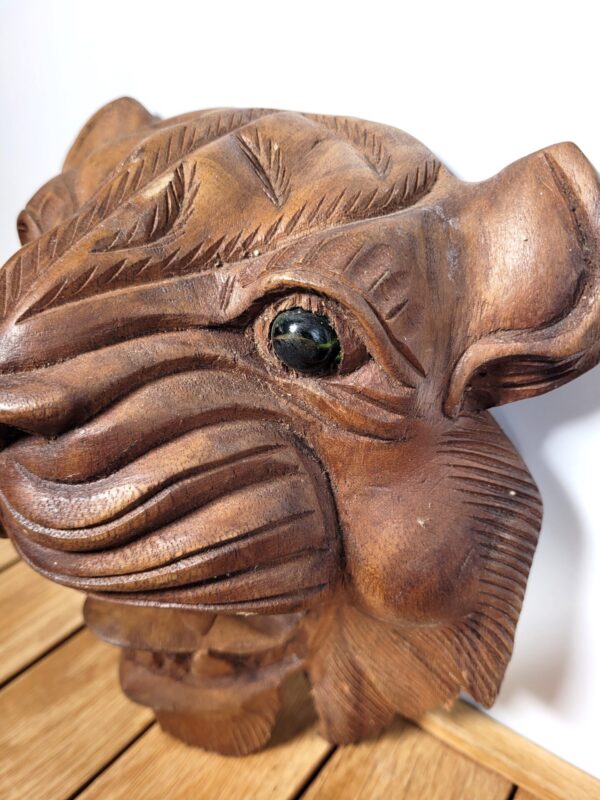 Masque de tigre sculpté en bois 04