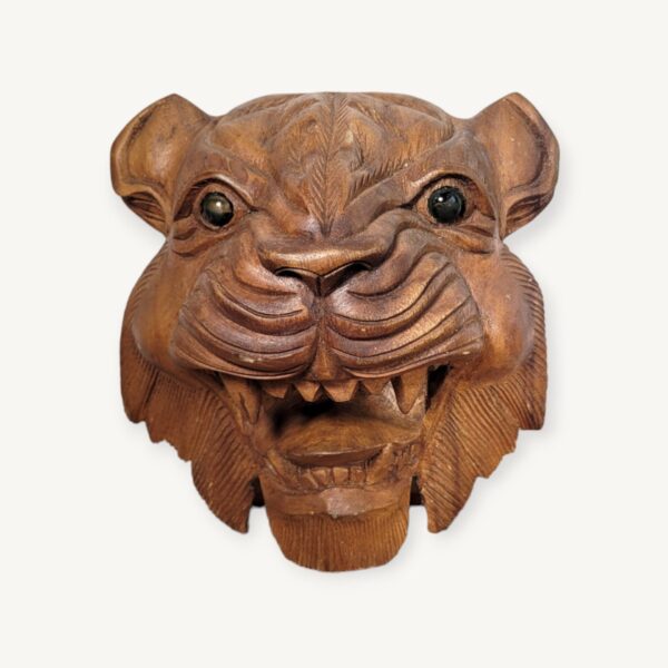 Masque de tigre sculpté en bois 07