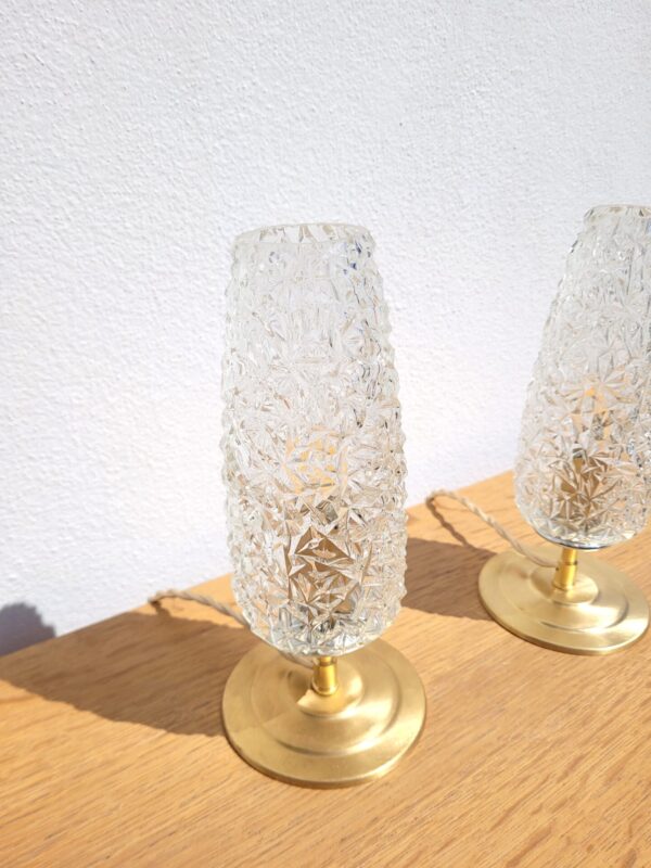 Paire de lampes vintages tulipe diamant et laiton 02