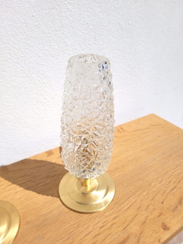 Paire de lampes vintages tulipe diamant et laiton 03