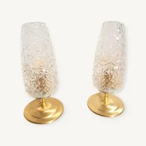 Paire de lampes vintages tulipe diamant et laiton 07