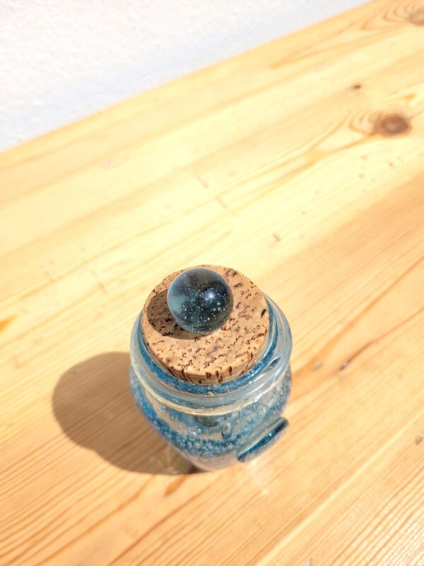 Petit pot Biot en verre bulle bleu 02