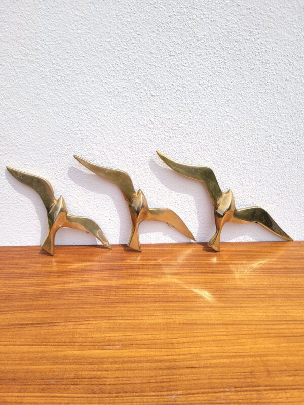 Envolée de 3 mouettes ou 3 hirondelles en laiton 01