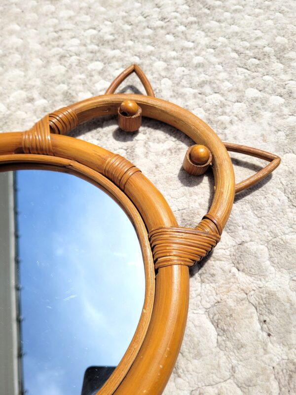 Miroir chouette en rotin vintage 05