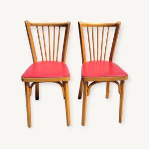 Paire de chaises bistrot Baumann rouge 08