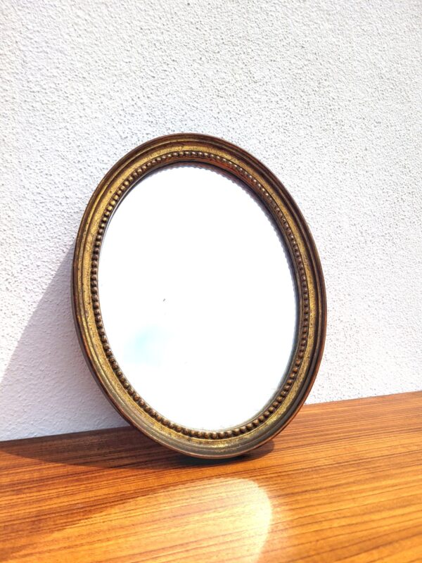 Petit miroir doré 20x26cm ovale vintage 01