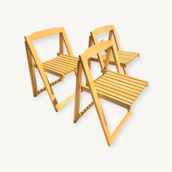 Set de 3 chaises pliantes en bois 08