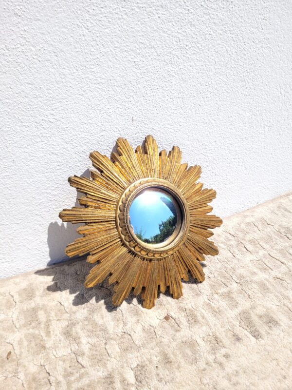 Petit miroir soleil vintage vers 1960 diamètre 23cm 01