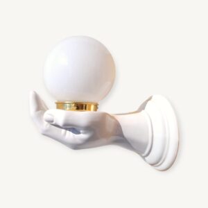 Lampe d'applique main et globe blanc 06