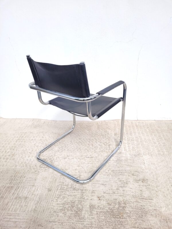 Fauteuil vintage chrome et cuir 03