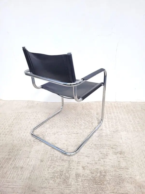 Fauteuil vintage chrome et cuir 03