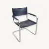 Fauteuil vintage chrome et cuir 06
