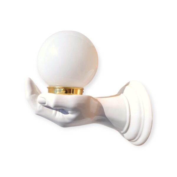 Lampe d'applique main et globe blanc