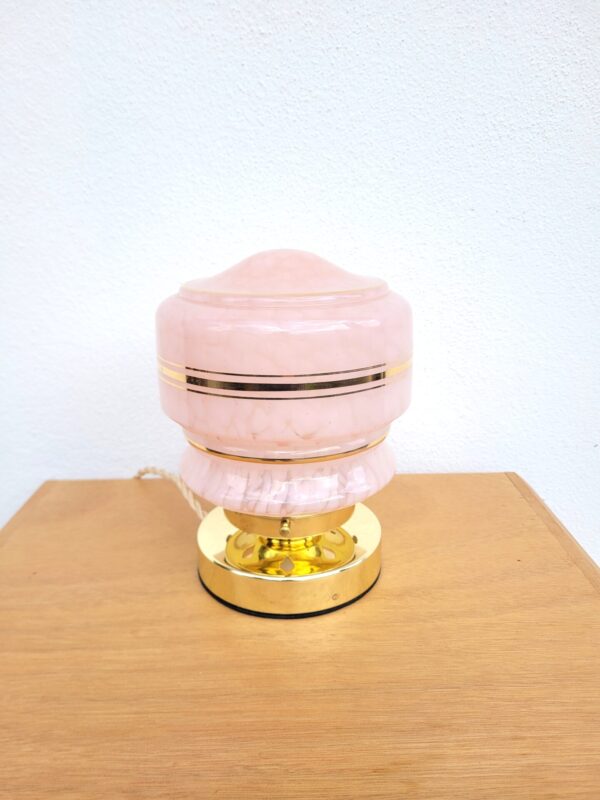 Lampe globe vintage verre de Clichy rose 01