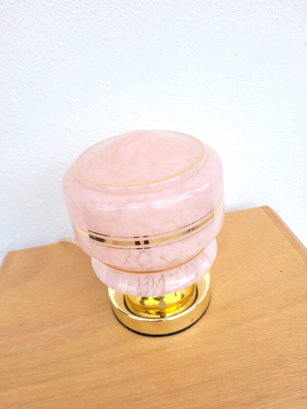 Lampe globe vintage verre de Clichy rose 02