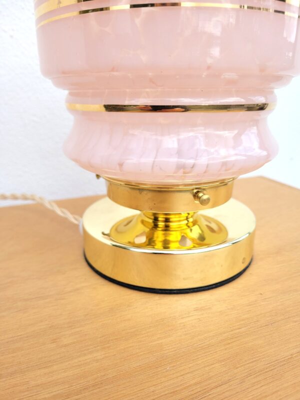 Lampe globe vintage verre de Clichy rose 03