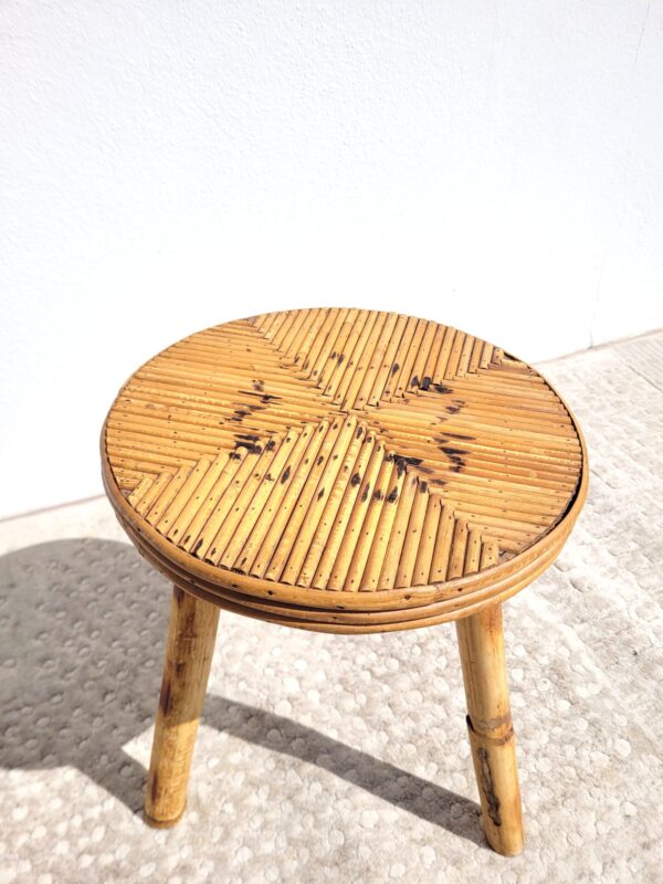 Tabouret vintage en rotin 02