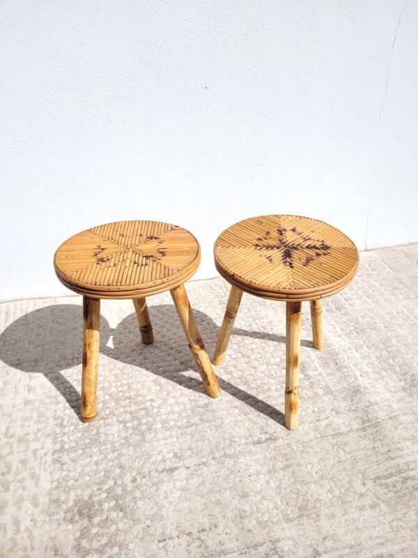 Tabouret vintage en rotin 05