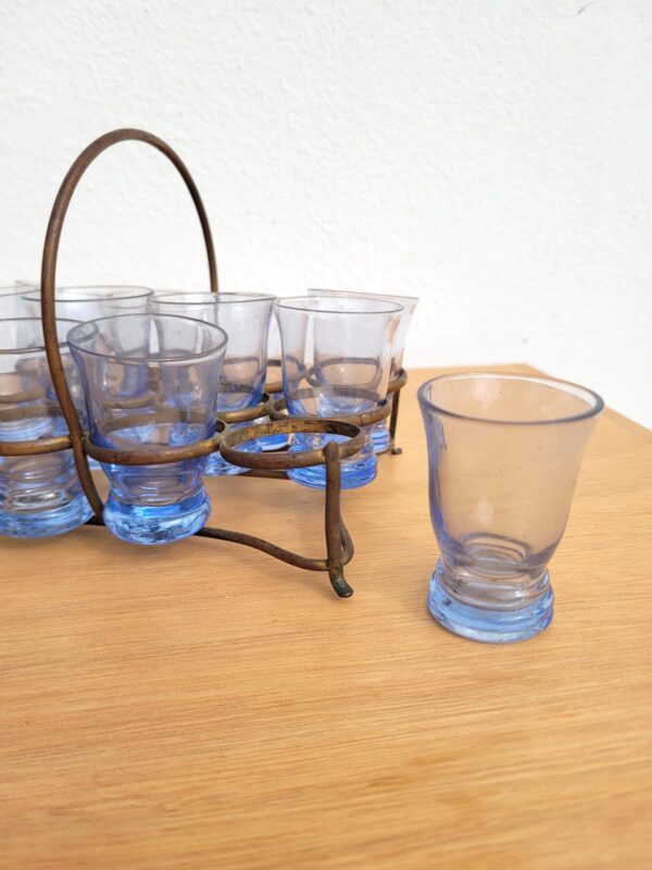 Ancien panier serviteur et 12 verres 03