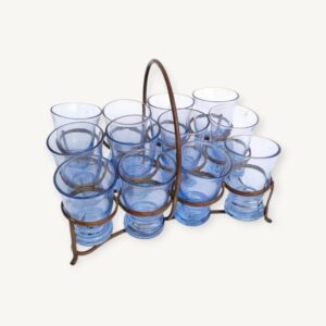 Ancien panier serviteur et 12 verres 05