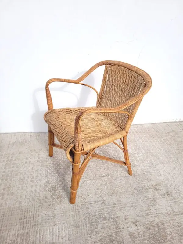 Fauteuil en rotin adulte vers 1960 osier 03