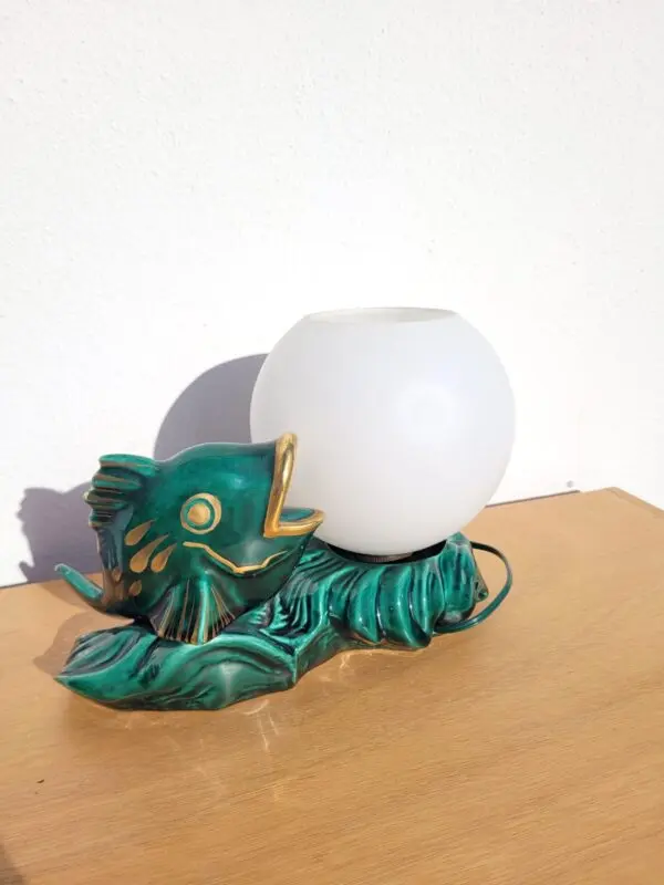 Lampe vintage poisson en céramique 01
