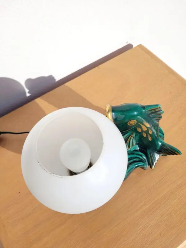 Lampe vintage poisson en céramique 03