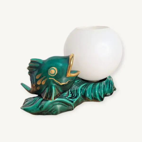 Lampe vintage poisson en céramique 06
