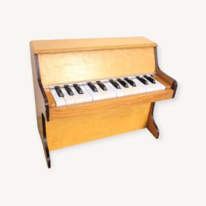 Piano jouet miniature vintage en bois blond 06