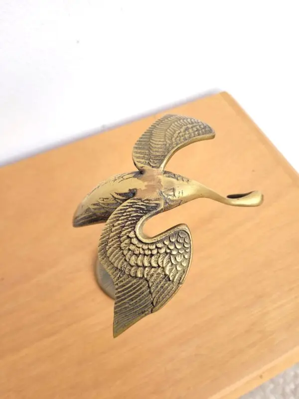 Statuette échassier en laiton héron aigrette 04